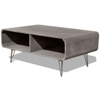 Mesa de centro madera maciza paulownia gris 90x55,5x38,5 cm