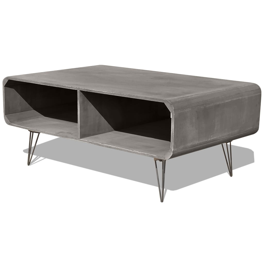 Mesa de centro madera maciza paulownia gris 90x55,5x38,5 cm