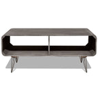 Mesa de centro madera maciza paulownia gris 90x55,5x38,5 cm