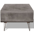 Mesa de centro madera maciza paulownia gris 90x55,5x38,5 cm