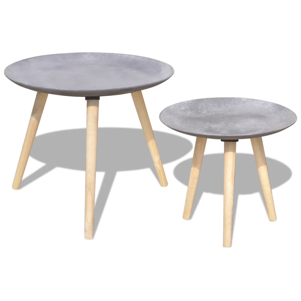 Mesa auxiliar/mesa de centro 2 uds gris hormigón 55 cm&44 cm