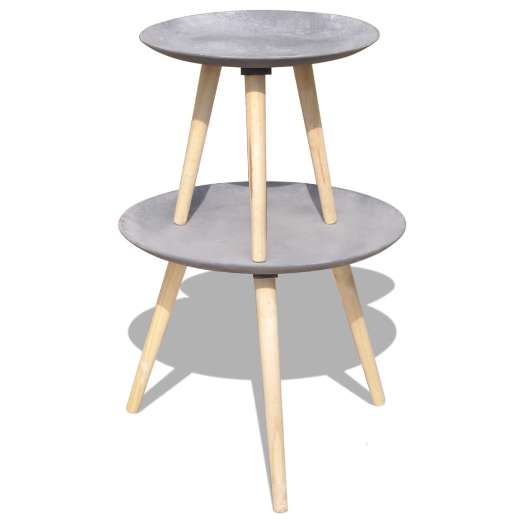 Mesa auxiliar/mesa de centro 2 uds gris hormigón 55 cm&44 cm