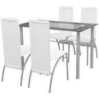 Conjunto de Comedor Cuero Artificial de Cinco Piezas de Color Blanco
