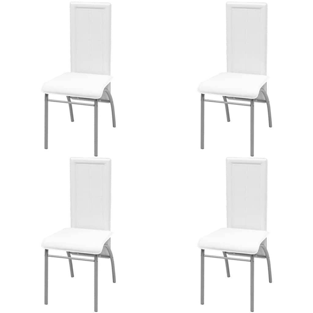 Conjunto de Comedor Cuero Artificial de Cinco Piezas de Color Blanco