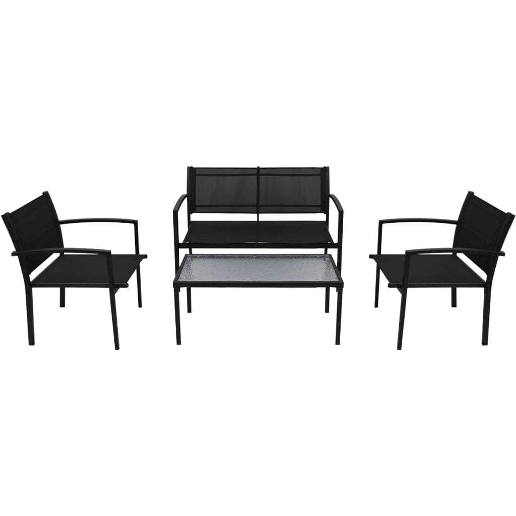 Set de muebles de jardín 4 piezas textilene negro