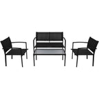 Set de muebles de jardín 4 piezas textilene negro