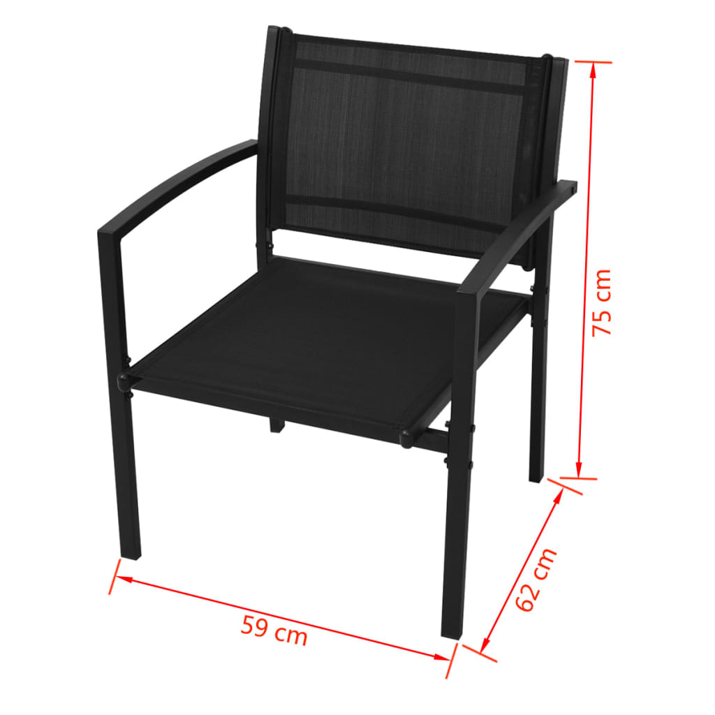 Set de muebles de jardín 4 piezas textilene negro