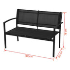 Set de muebles de jardín 4 piezas textilene negro