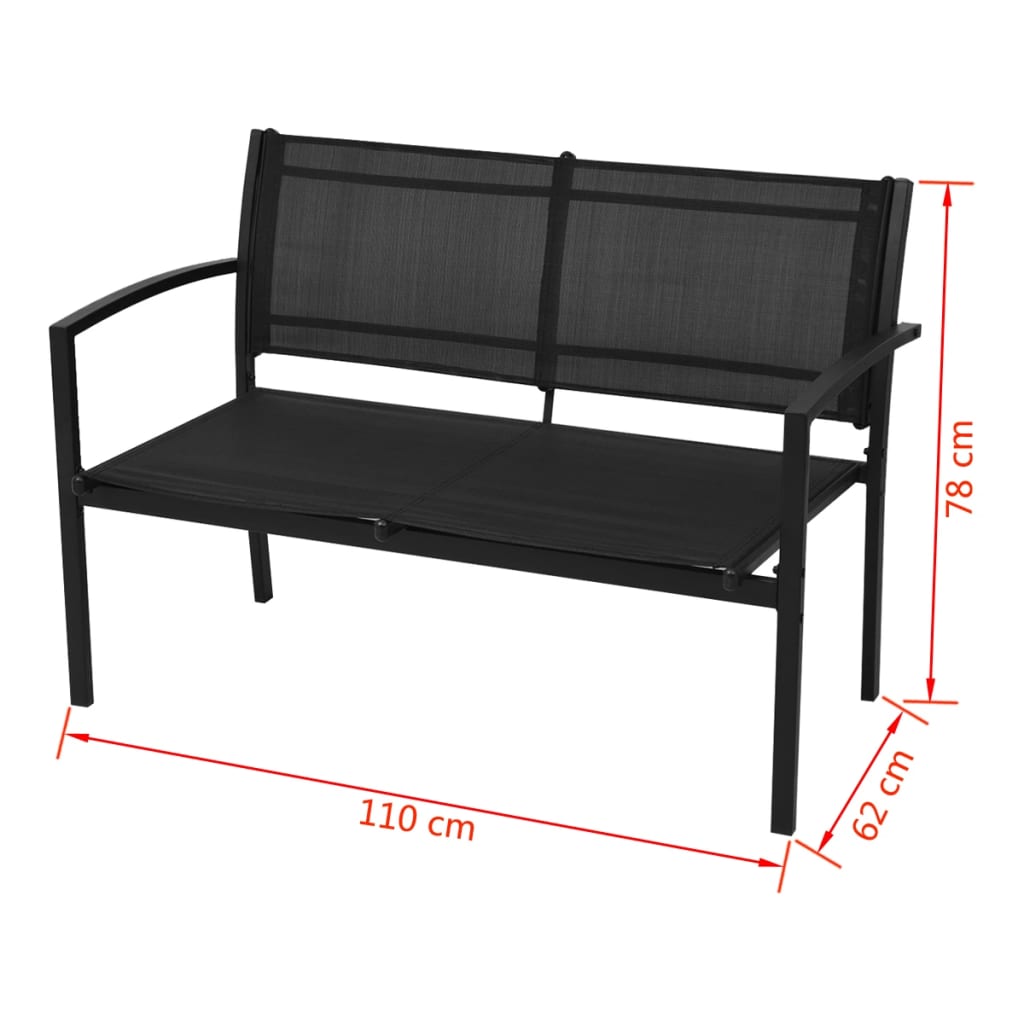 Set de muebles de jardín 4 piezas textilene negro