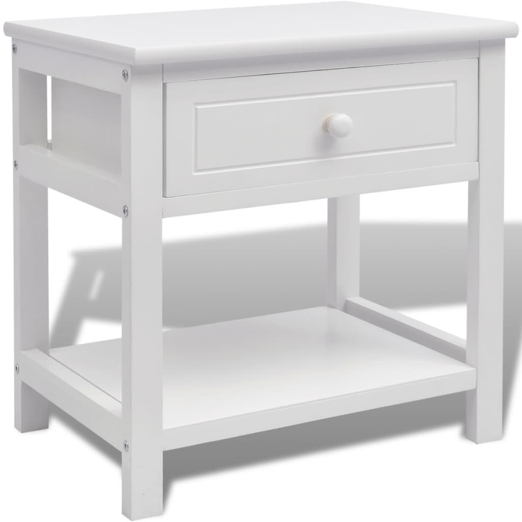Mesita de noche de madera blanca