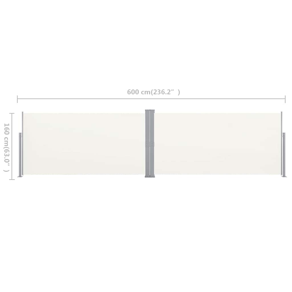 Toldo lateral retráctil color crema 160x600 cm