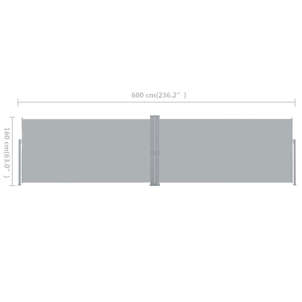 Toldo Lateral Retráctil 160x600 cm Gris