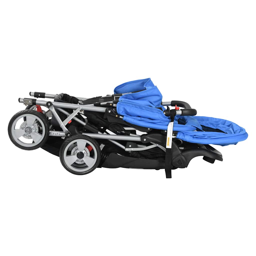 Carrito para 2 niños tandem de acero azul y negro