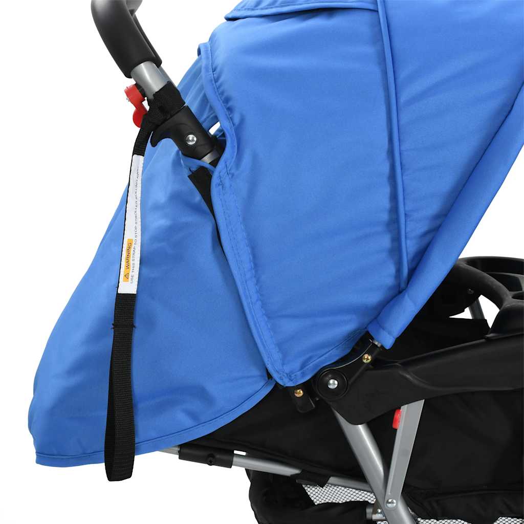 Carrito para 2 niños tandem de acero azul y negro
