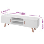 Mueble para TV MDF blanco brillante 150x35x48,5 cm