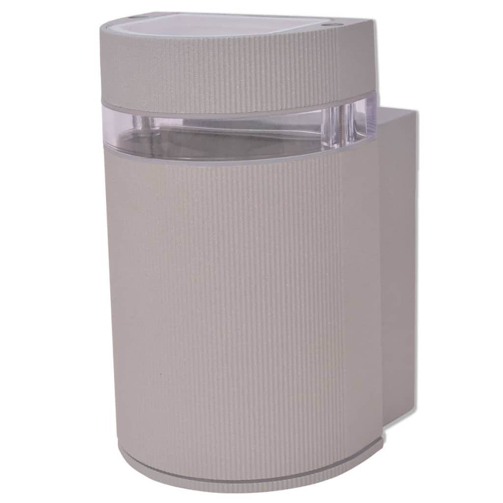 Aplique de pared de exterior semicilíndrico gris aluminio