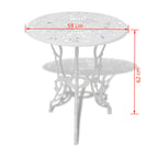 Mesa y sillas bistró de jardín 3 piezas aluminio fundido blanco