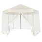 Carpa desplegable hexagonal 6 paredes blanco crema 3,6x3,1m