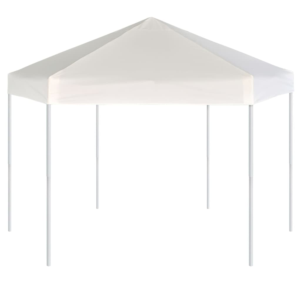 Carpa desplegable hexagonal 6 paredes blanco crema 3,6x3,1m