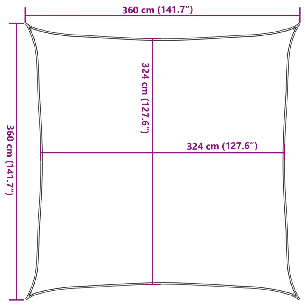 Toldo de vela cuadrado 3,6x3,6 m HDPE beige