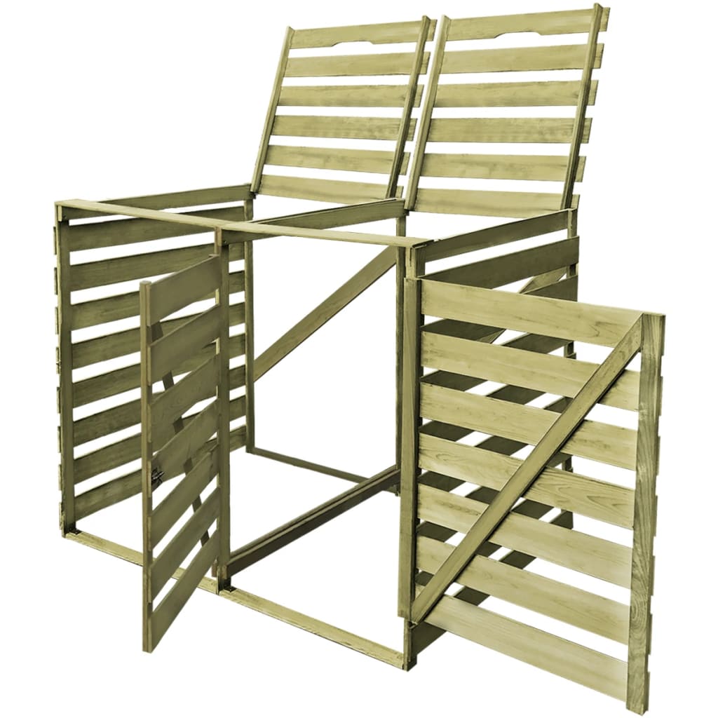 Cobertizo doble contenedor de basura madera impregnada 240 L