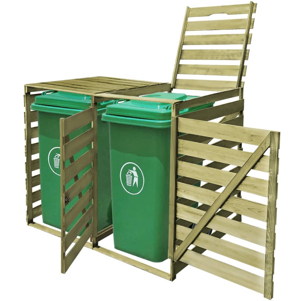 Cobertizo doble contenedor de basura madera impregnada 240 L