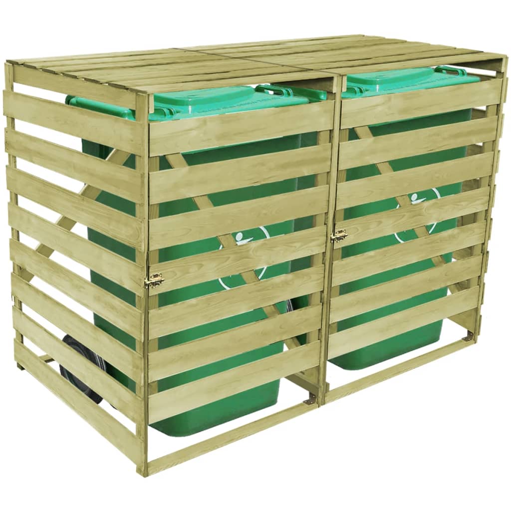 Cobertizo doble contenedor de basura madera impregnada 240 L