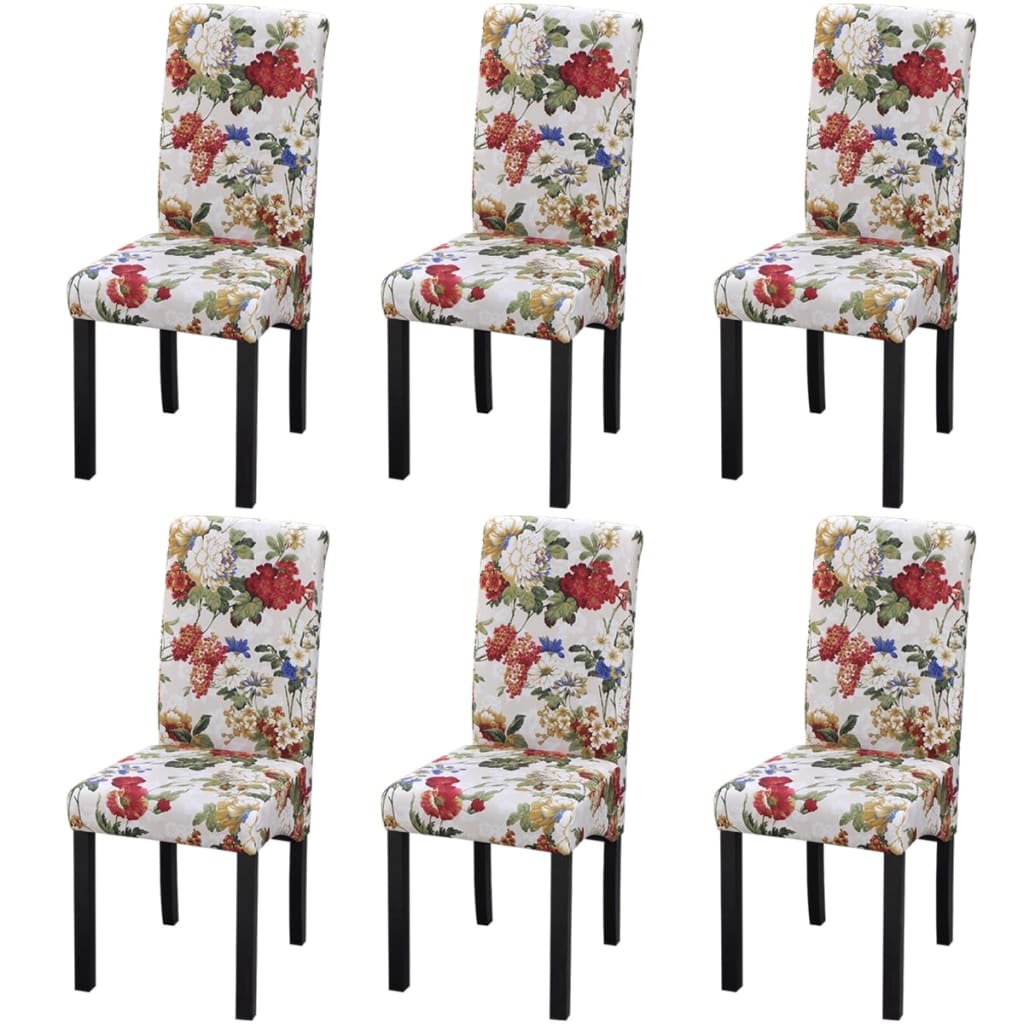 Sillas de comedor 4 unidades tela multicolor