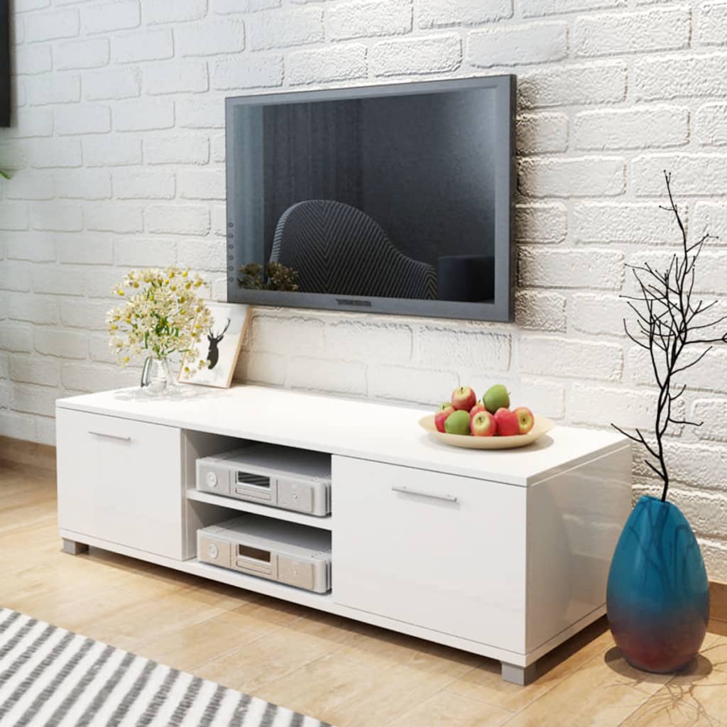 Mueble de TV negro brillo 120x40,5x35 cm