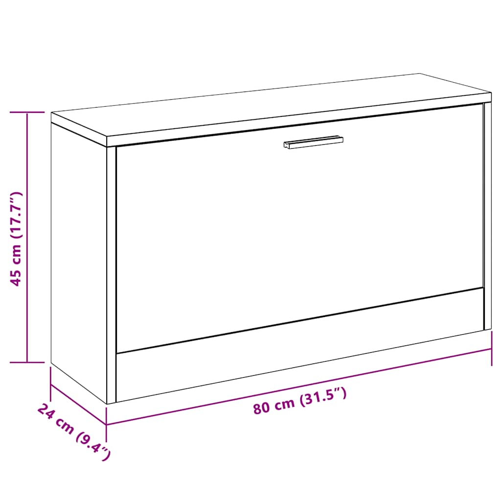 Zapatero blanco 80x24x45 cm
