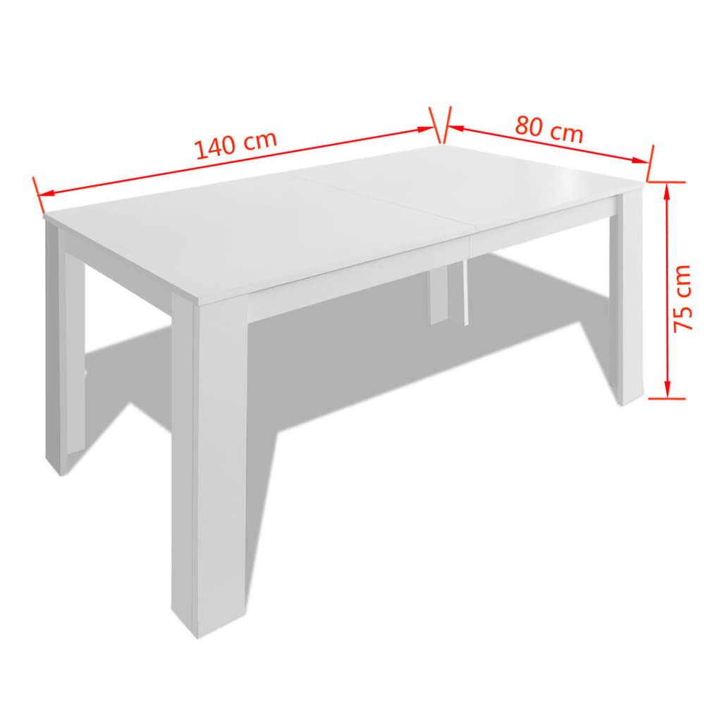 Mesa de comedor blanca 140x80x75 cm
