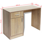 Escritorio con cajón y armario roble 100x40x73 cm