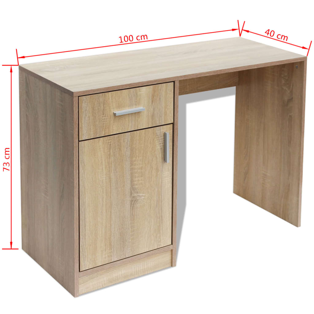 Escritorio con cajón y armario roble 100x40x73 cm