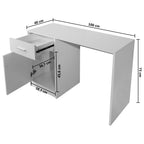 Escritorio con cajón y armario blanco 100x40x73 cm
