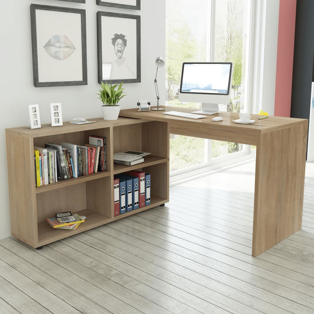 White Corner Desk 4 Shelves