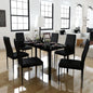 Black seven-piece dining table set