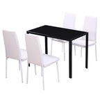 Conjunto de mesa de comedor 5 piezas blanco y negro