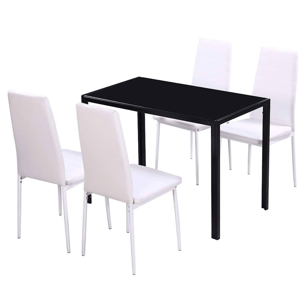 Conjunto de mesa de comedor 5 piezas blanco y negro