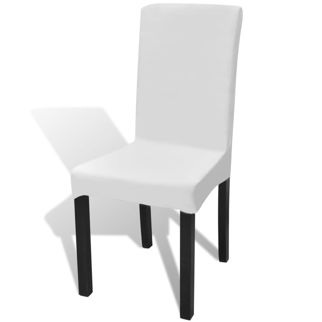 Funda de silla elástica recta 4 unidades blanca