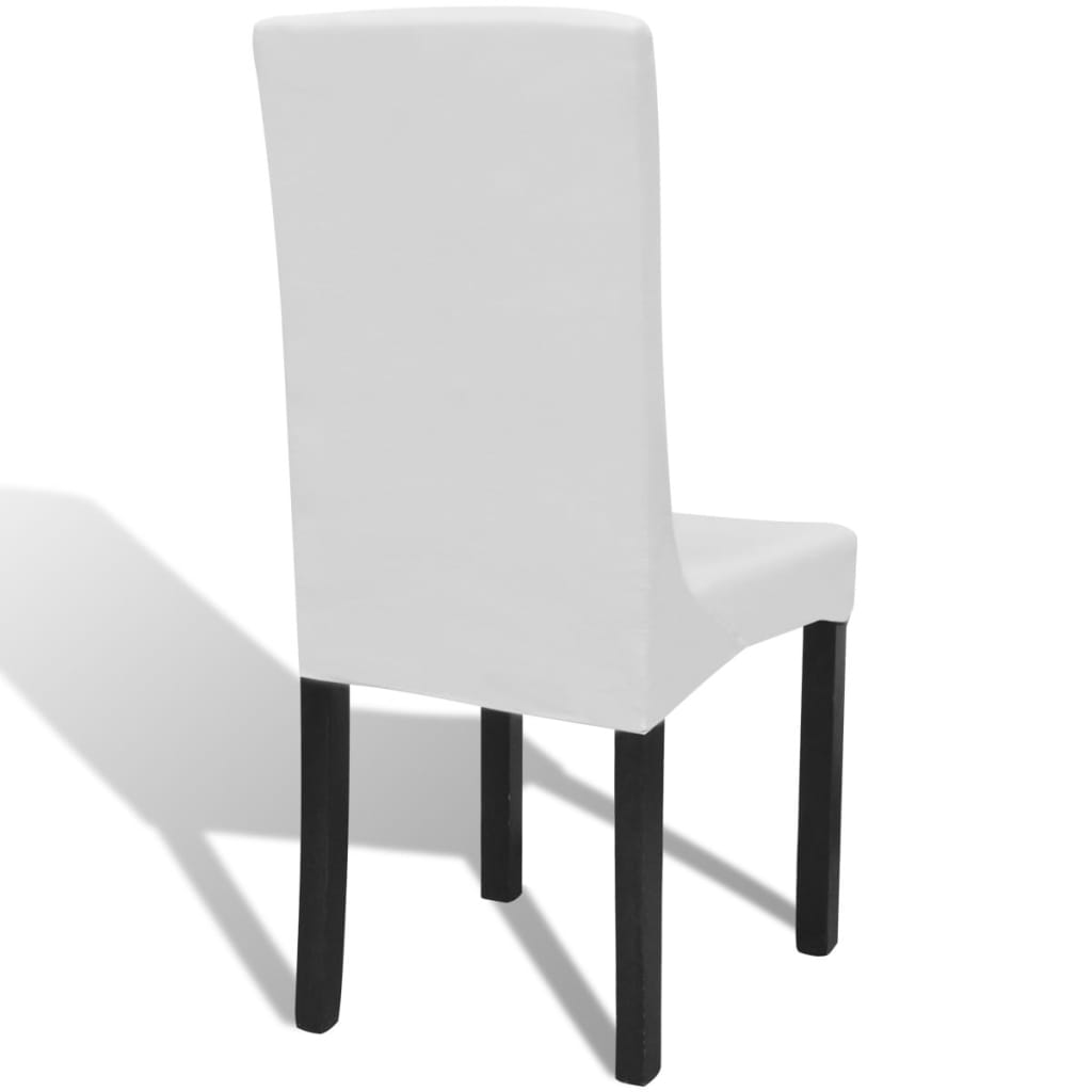 Funda de silla elástica recta 4 unidades blanca