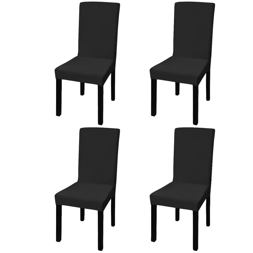 Funda de silla elástica recta 4 unidades blanca