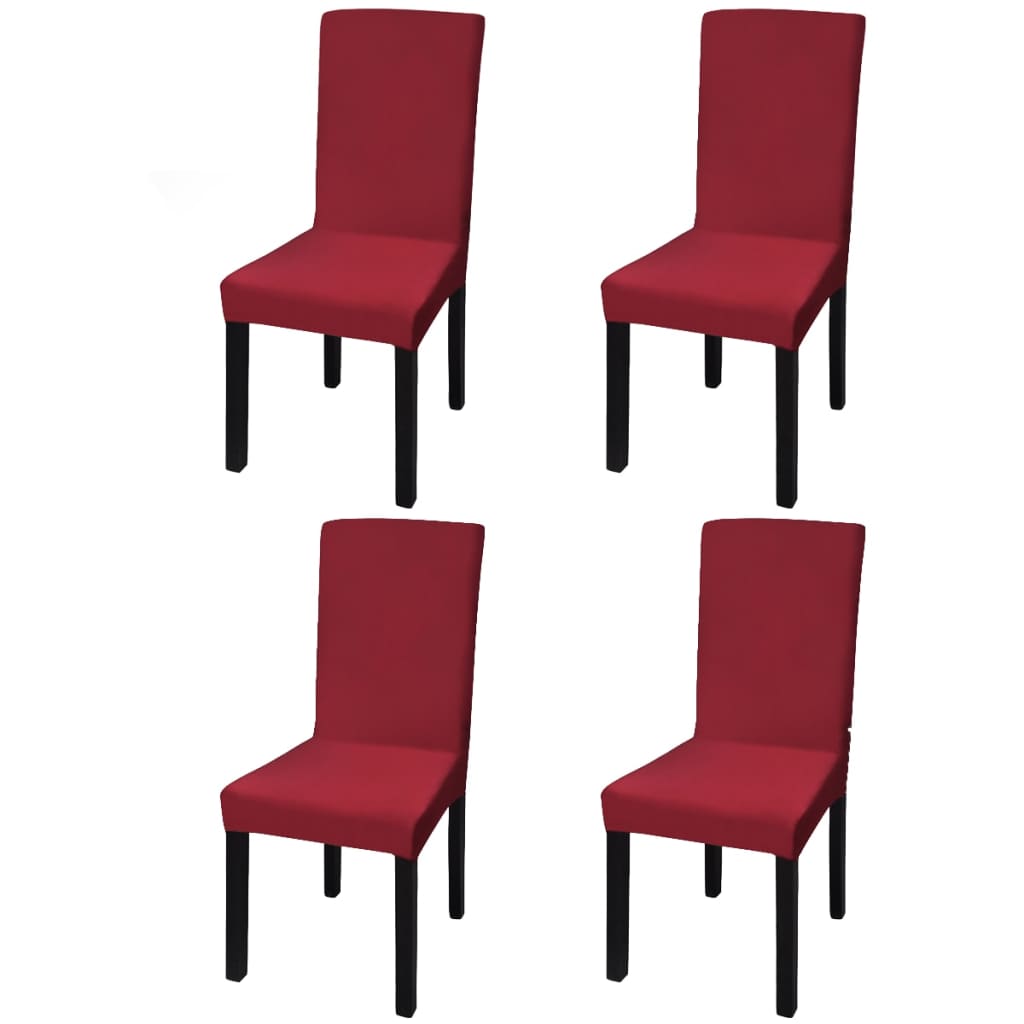 Funda de silla elástica recta 4 unidades blanca