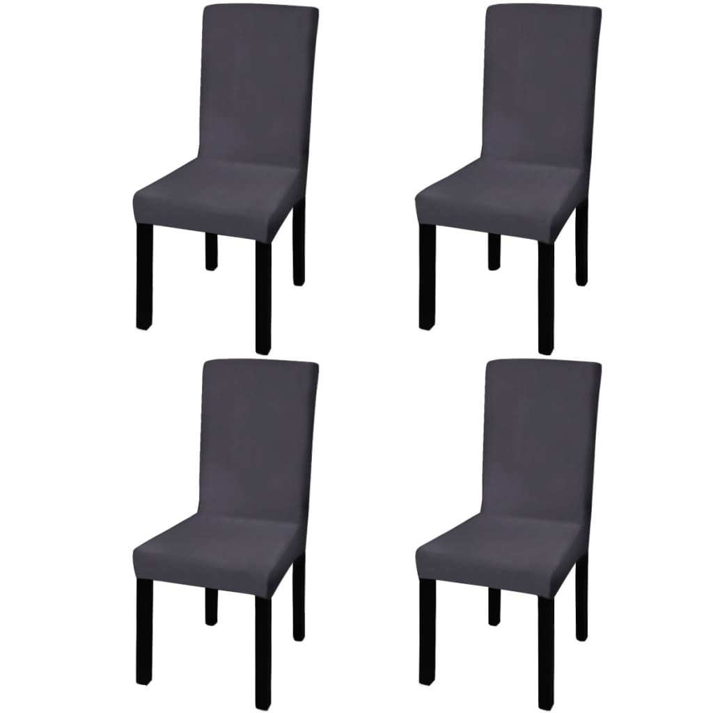 Funda de silla elástica recta 4 unidades blanca