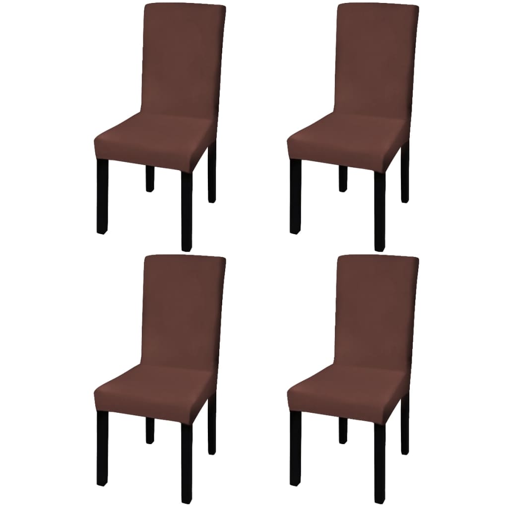 Funda de silla elástica recta 4 unidades blanca