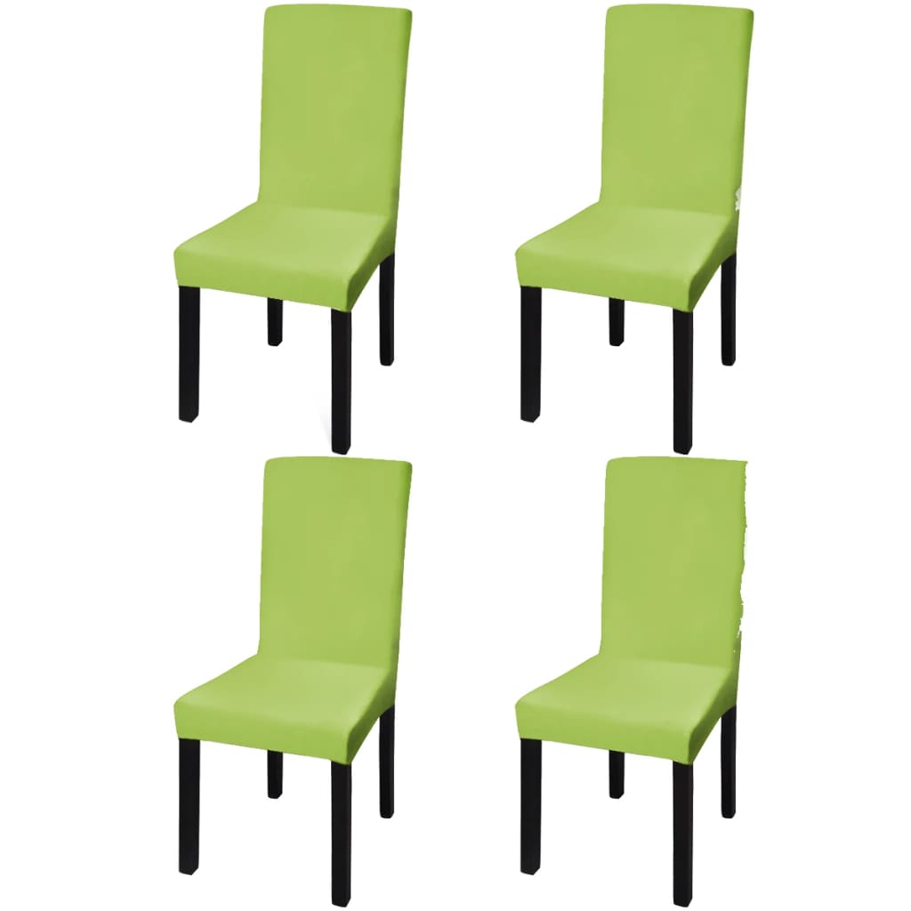 Funda de silla elástica recta 4 unidades blanca