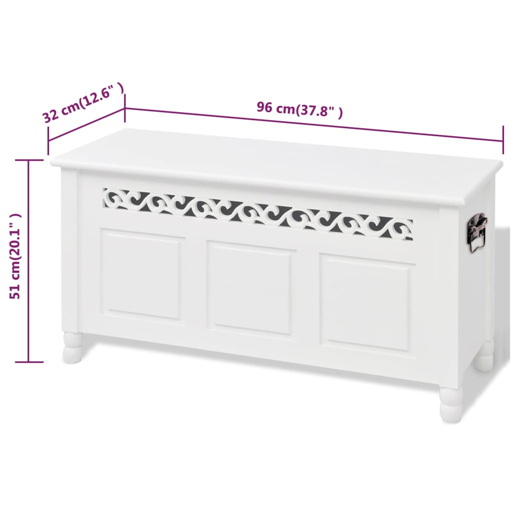 Banco de almacenamiento estilo barroco MDF blanco