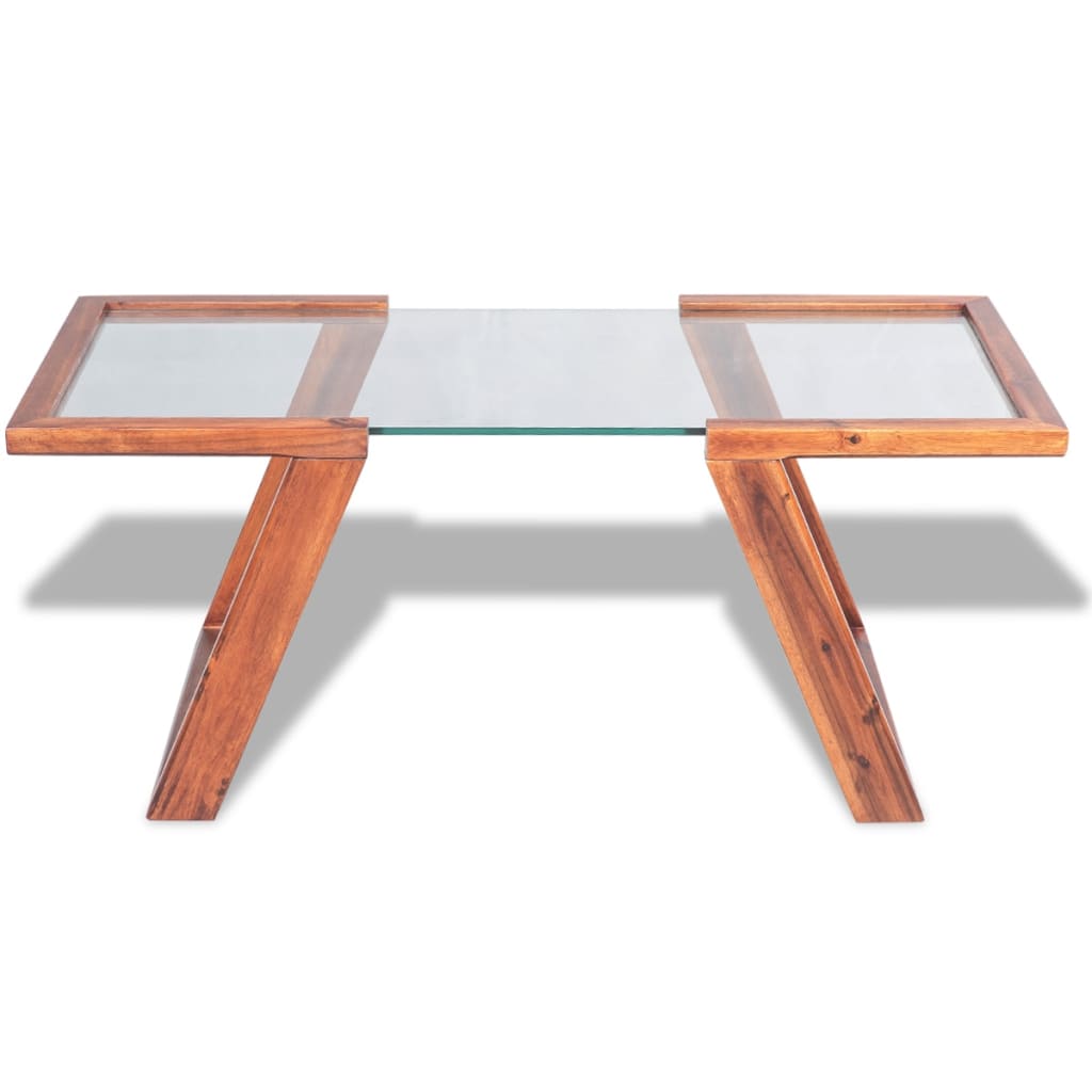 Mesa de centro de madera maciza de acacia marrón 100x50x40 cm