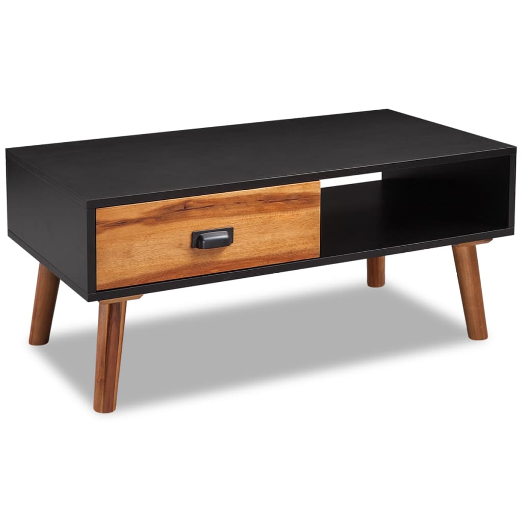Mesa de centro em madeira de acácia maciça 90x50x40 cm