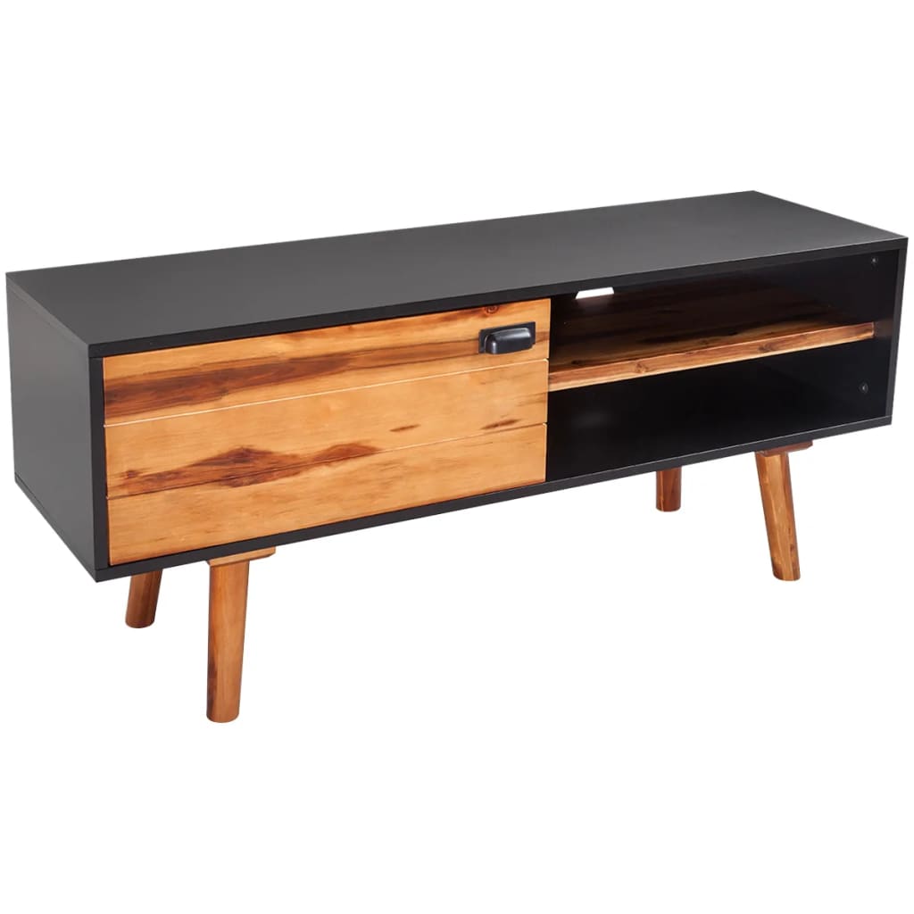 Mueble para TV de madera maciza de acacia 120x35x45 cm