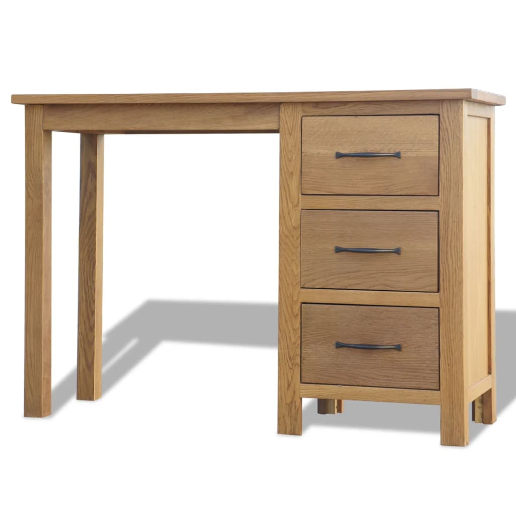 Escritorio con 3 cajones madera maciza de roble 106x40x75 cm